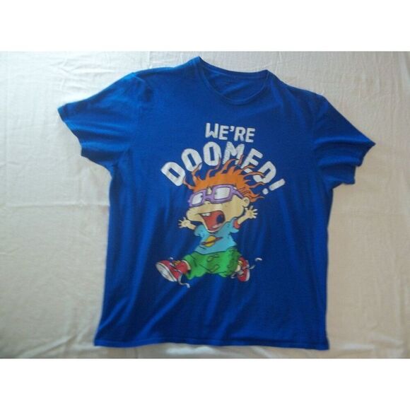 Nickelodeon Tshirt Men Sz XL We‎ Are Doomed Short Sleeve Big Graphic Blue - Picture 1 of 7